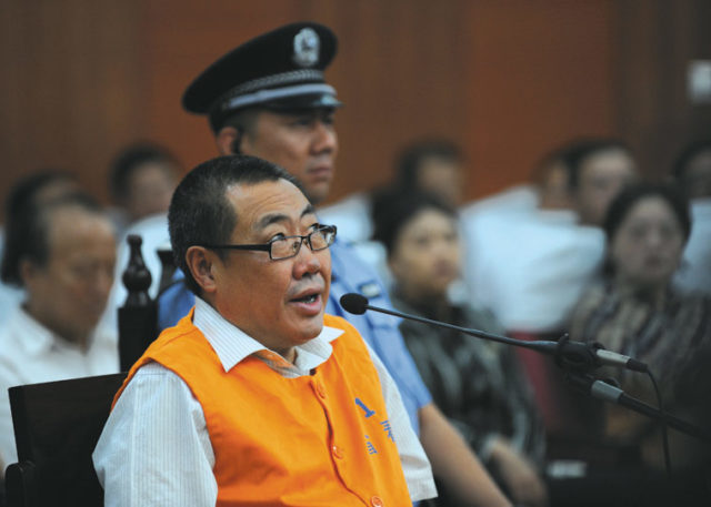 ‘Watch Brother’ Yang Dacai, former head of the work safety administration of Shaanxi province, speaks during his trial on charges of corruption at the Xi’an Intermediate People’s Court, Shaanxi province, 30 August 2013. Source: ImagineChina