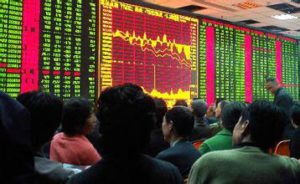 In the Chinese stock market, red indicates a gain in stock price while green indicates a loss Source: image.baidu.com